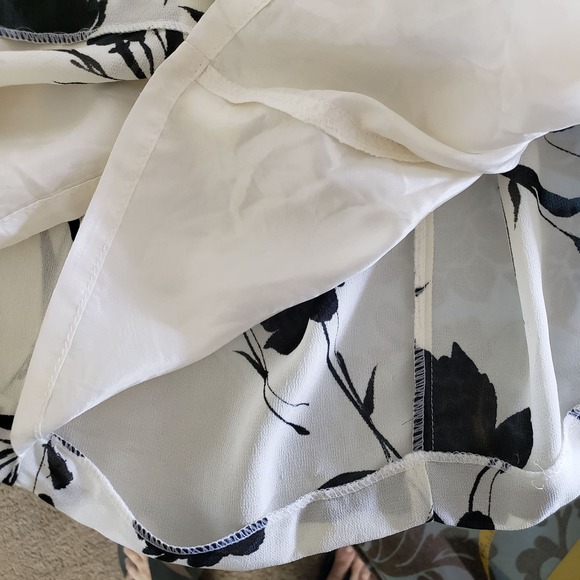 Louben Midi Shift Dress Size 10 Cream/Black Sleeveless Floral Crepe Lined - Picture 11 of 11